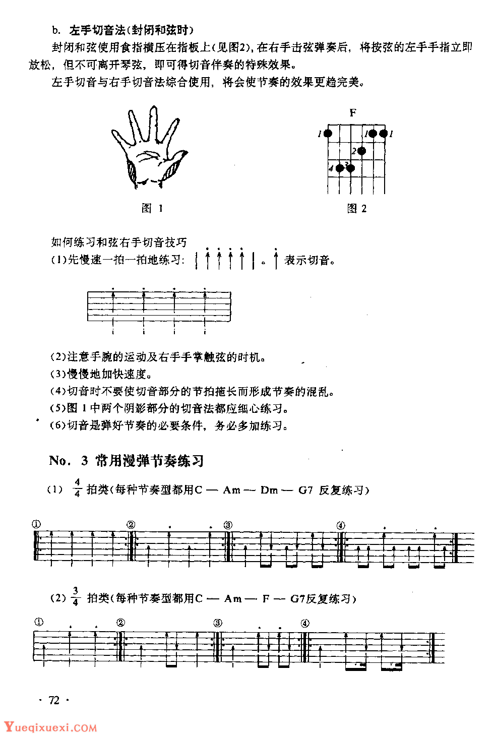 吉他入门教学《吉他漫弹节奏-切音》