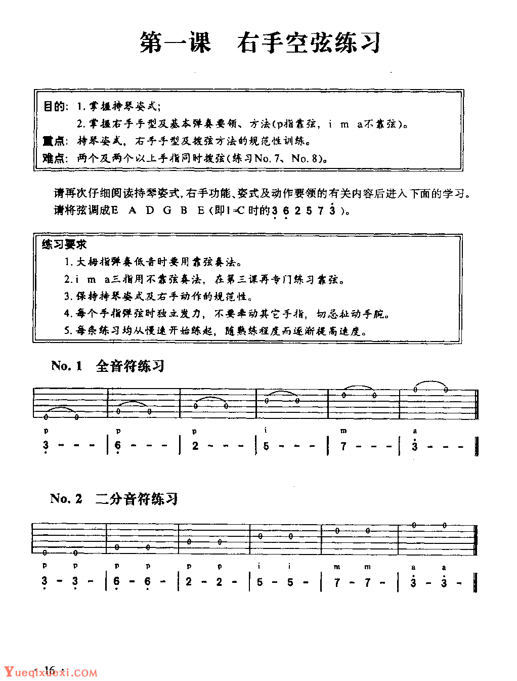 吉他入门教学《右手空弦练习》