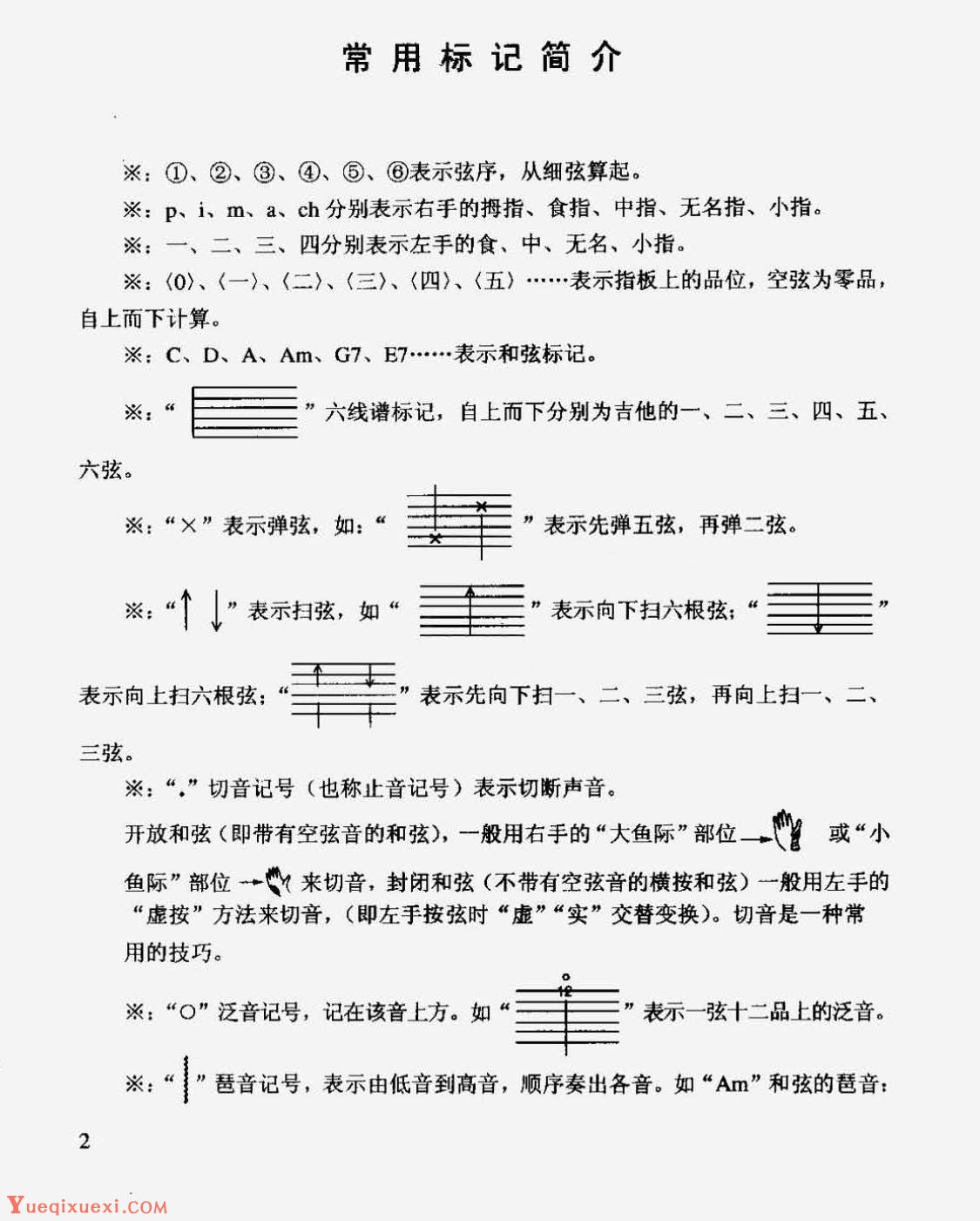 吉他基础知识_吉他常用标记简介